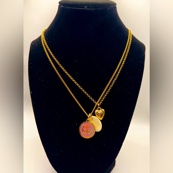 Juicy Couture Jewelry - Adorable Juicy Couture Double Gold Tone Necklace with Traditional Crown & Heart